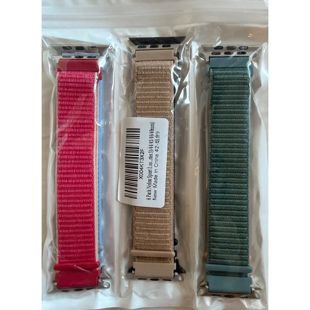 6 Pack Apple Watch Compatible Nylon Sport Loop Bands 44 45 46 49mm New
